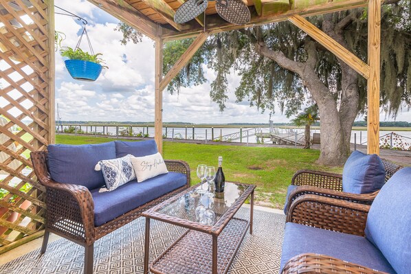 Incredible water views from the patio space