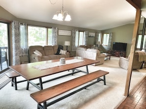 Living room and dining room