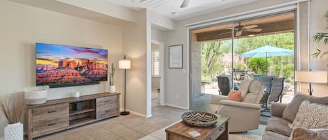 Beautiful view of the patio and backyard from the family room