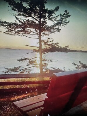 lovely bench to sit and watch sunsets at oceanfront park