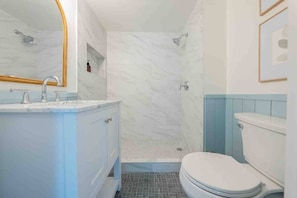 Master bathroom, fully renovated with walk in shower. 