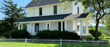 Covered Bridge House's porch resembles the roof of an actual covered bridge.