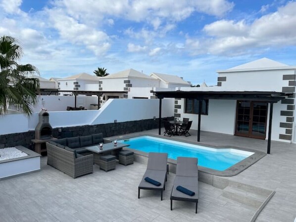Terrace with heated pool