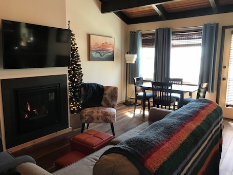 Living Area, new gas fire place