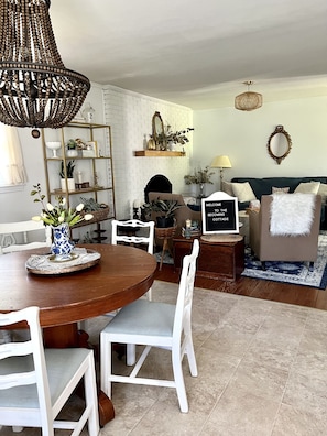 Open space between kitchen and living room.
