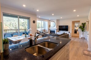 Full size kitchen and dining area