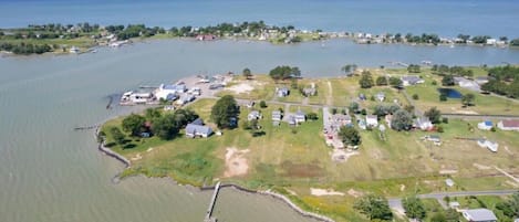 Aerial view of property. Back Creek &
the Chesapeake Bay await you!