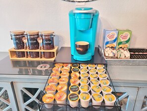 Starbucks Kcups and variety kcups included in every stay