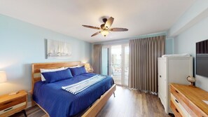 Large main bedroom with King bed entrance to the balcony