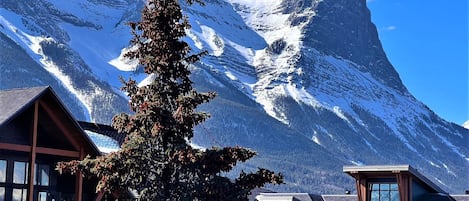 View of Ha Ling Peak from the deck at the Iron Mountain Loft in early spring.