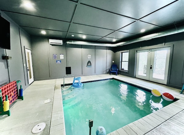 Your Private Indoor Heated Pool, just for you at this cabin. Self locking door
