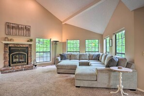 Living Room | 1st Floor | Electric Fireplace | Central A/C & Heating | Smart TV