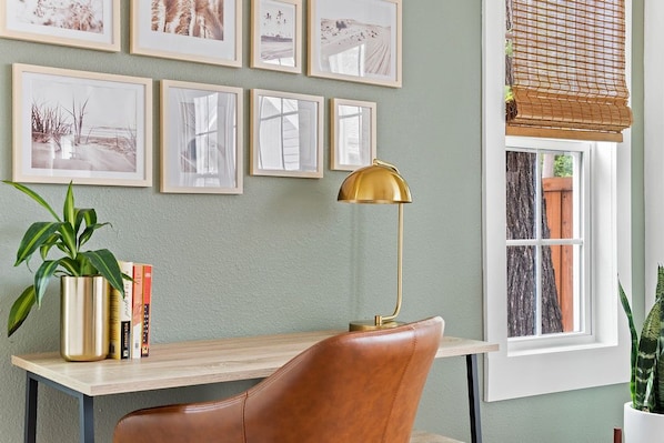 If you have to work while on vacation, this dedicated workspace will be the perfect stylish landing spot for knocking out your project on our super fast WiFi.