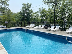 Relax poolside, after a day on the lake.