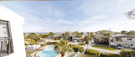 view to ocean and pool area from patio