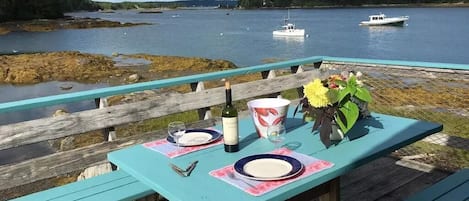 Dining on the deck. 