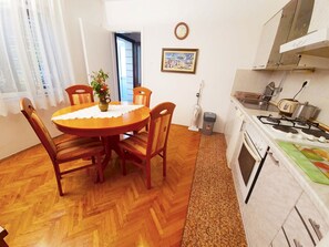 Full kitchen with dining area