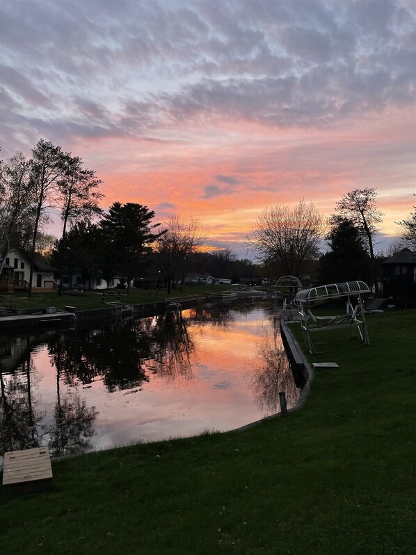 Sunset on the channel right in the yard!