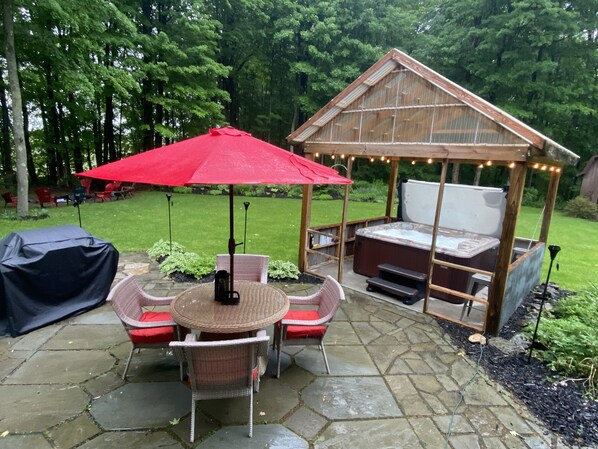 Patio and hot tub