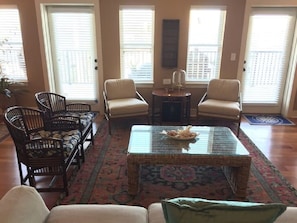 Tasteful decor with serene water view of marshes