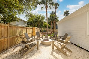 Firepit with seating for six.