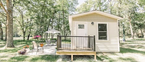 Each cabin has a slightly different patio