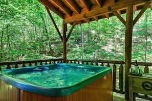 Private hot tub on the back deck