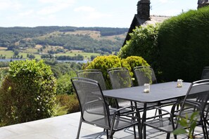 Patio at Hilltop with lake views of Coniston Water