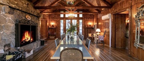 Dining Room with Large Table and Original Fireplace