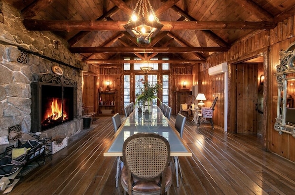 Dining Room with Large Table and Original Fireplace