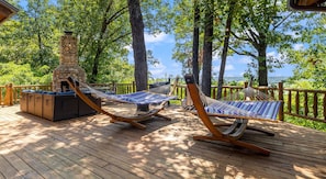 Oversized hammocks and plenty of seating for relaxing. 