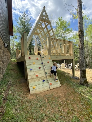 Soak in the views or star gaze from our comfy yet adventurous new A-frame. Kid tested and parent approved! 