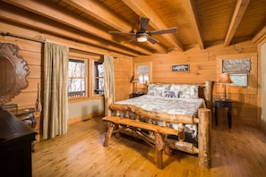 Hibernation Station - King sized bed on main level. Has en suite full bathroom.