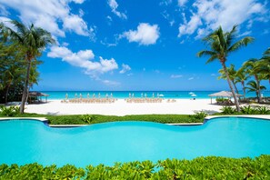 Beachfront bliss. Complimentary beach service is on a first-come, first-served basis.