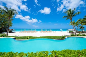 Beachfront bliss. Complimentary beach service is on a first-come, first-served basis.