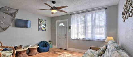 Galveston Vacation Rental | 2BR | 1BA | Staircase to Access | 920 Sq Ft