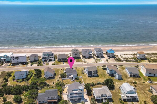 Aerial of Sawyer's Shack Shore / West Beach / Atlantic Ocean