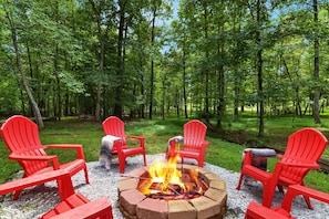 Fire pit on large, private acreage. 