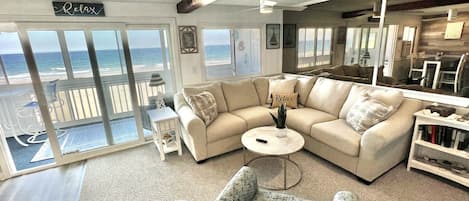 Amazing oceanfront views in your open concept living room 