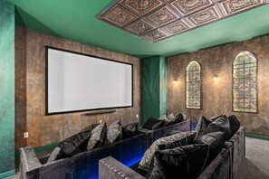 Dragon Lair Themed Movie Theater... Couches, Bar & More!