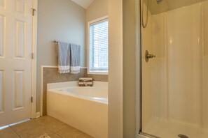 Master bathroom bathtub and shower combo