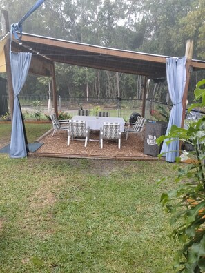 outdoor pool covered area