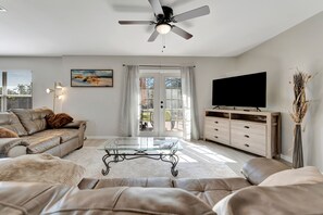 Living room with new smart TV