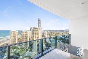 The picturesque city view with the ocean as the backdrop from the balcony😻