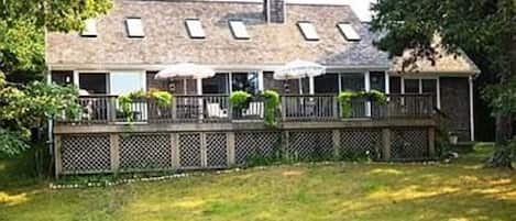 Your vacation home's front spacious deck overlooking Westport Point Harbor.
