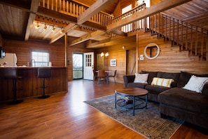 Cozy, clean and welcoming, the cabin has a rustic feel with modern comforts