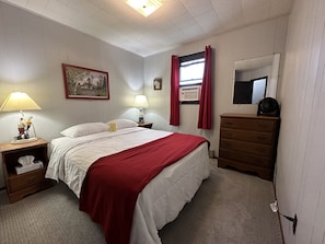 The queen bedroom has the AC unit for the upstairs.  We also provide table fans.