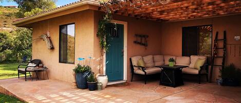 Front door and porch area