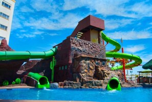 Las Palmas--Deeper section of kids pool with 2-story slide