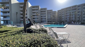 At the Pelican there is plenty of space to relax by the pool. 